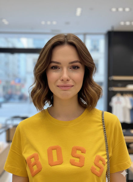 Women’s Yellow Logo T-Shirt Elegant Everyday Casual Wear
