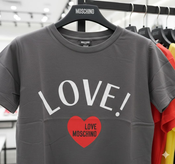 Women’s Grey Love Print T-Shirt with Heart Logo