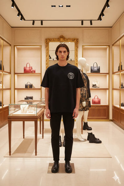 Premium Black Logo T-Shirt  Classic Luxury Street Style
