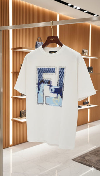 Premium White FF Graphic Logo T-Shirt Modern Luxury Style