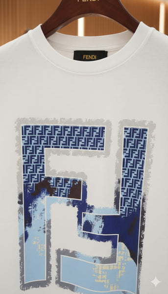 Premium White FF Graphic Logo T-Shirt Modern Luxury Style
