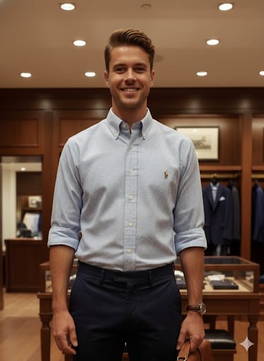 Premium Classic Light Blue Checkered Button-Down Shirt