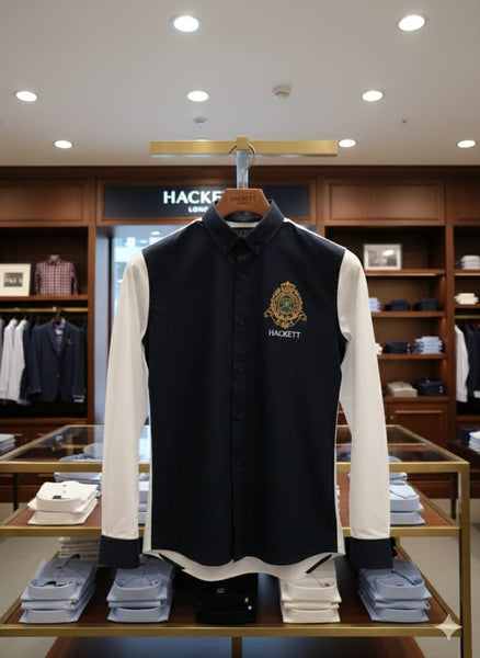 Premium Navy & White Contrast Shirt – Royal Crest Edition