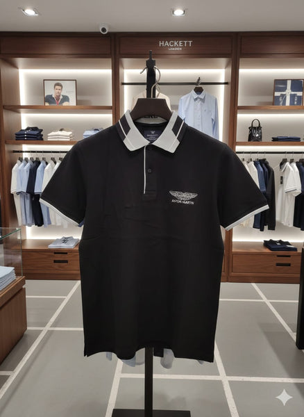 Premium Black Polo Shirt with Contrast Collar Signature Edition