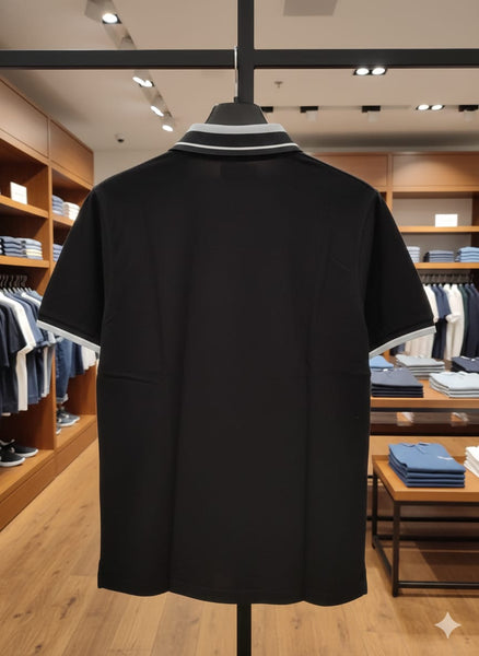 Premium Black Polo Shirt with Contrast Collar Signature Edition