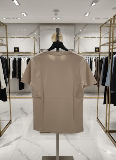 Premium Luxury Beige Graphic T-Shirt – High-End Minimal Emblem Design