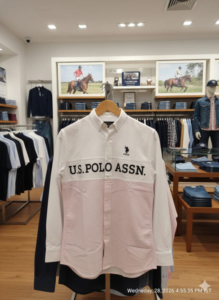 Men’s Colorblock Casual Shirt with Bold Logo