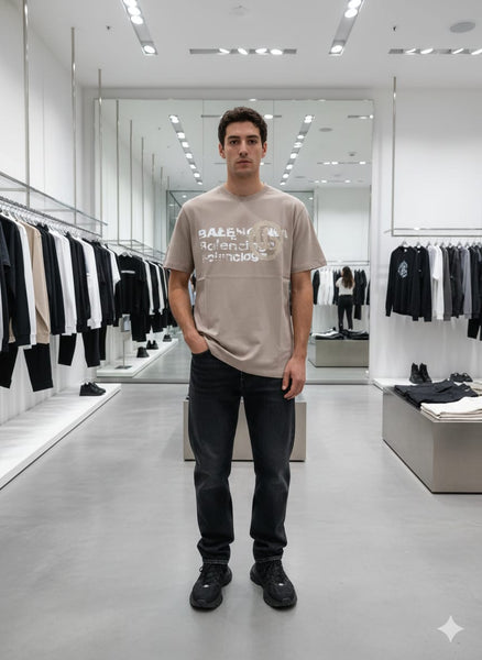 Premium Beige Logo Printed T-Shirt for Men