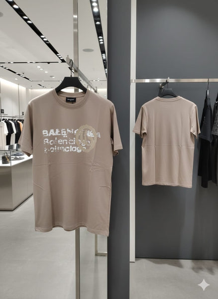 Premium Beige Logo Printed T-Shirt for Men