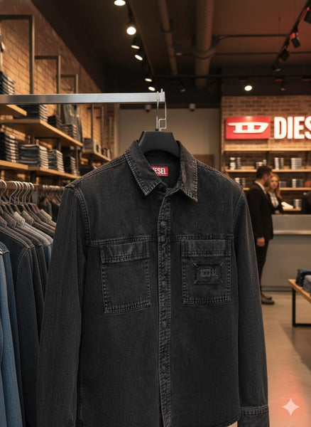 Premium Luxury Black Denim Shirt – High-End Modern Slim Fit Overshirt