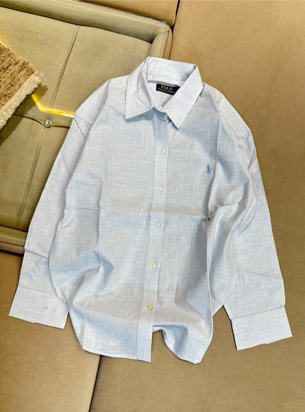 Classic Pastel Stripe Women’s Button-Down Shirt  Elegant Everyday Formal Wear