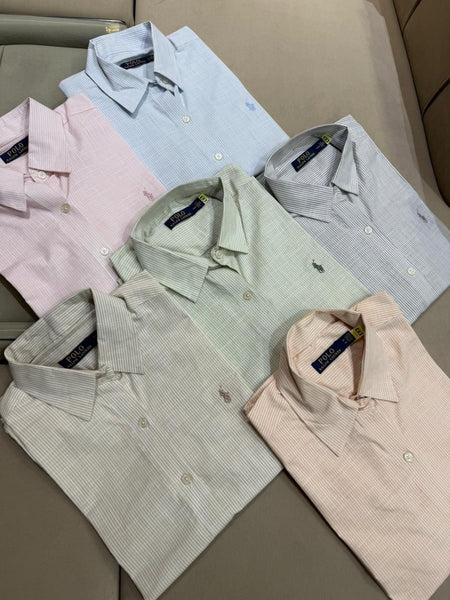 Classic Pastel Stripe Women’s Button-Down Shirt  Elegant Everyday Formal Wear