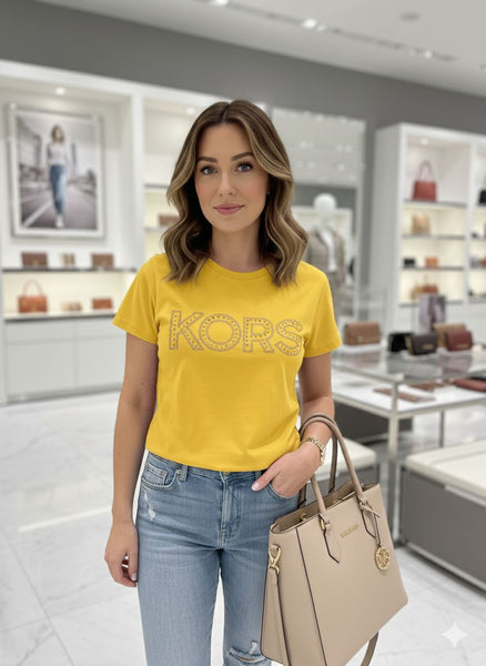 Premium Yellow  Designer Women’s T-Shirt  Elegant Logo Casual Wear