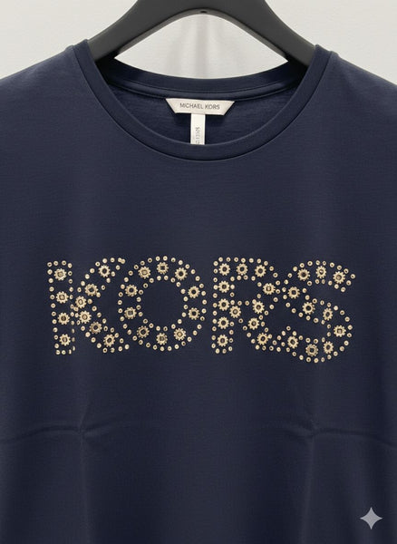 Elegant Women’s Brand  Logo Embellished  T-Shirt