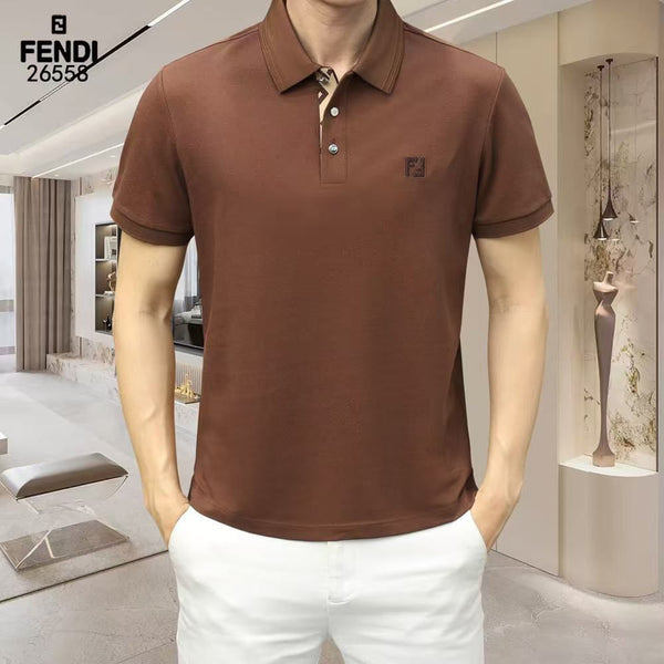 Luxury Brown Polo T-Shirt with Embroidered Logo Premium Casual Wear