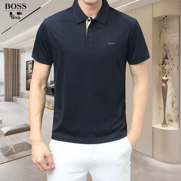 Men’s Classic Polo T-Shirt  Contrast Placket Smart Casual Wear