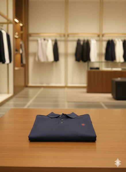 Premium Navy Blue Classic Polo T-Shirt with Signature Trim