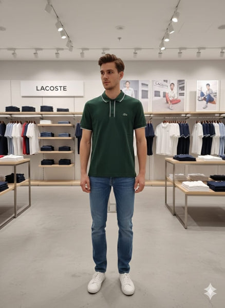 Men’s Premium Dark Green Polo T-Shirt Classic Fit with Contrast Collar Detail