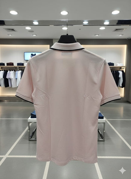 Light Pink Polo T-Shirt with Contrast Trim  Elegant Casual Wear
