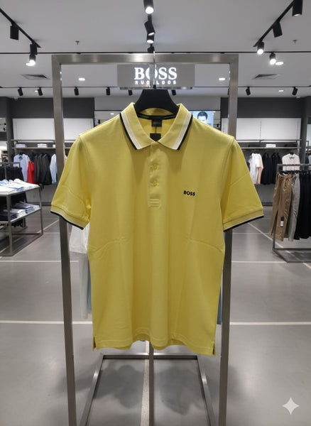 Premium Yellow Polo T-Shirt with Contrast Collar Smart Casual Style