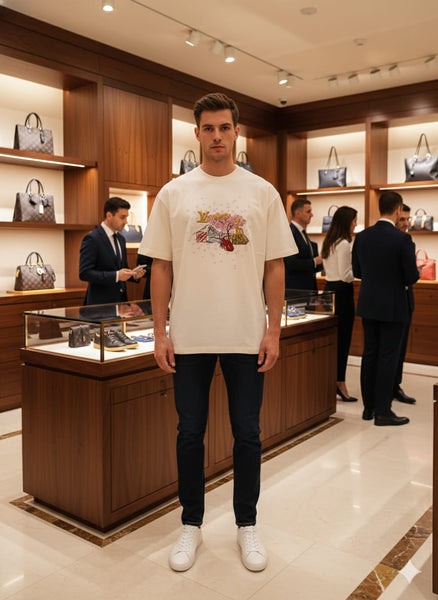 Premium Cream Drop Shoulder T-Shirt With Artistic Signature Edition