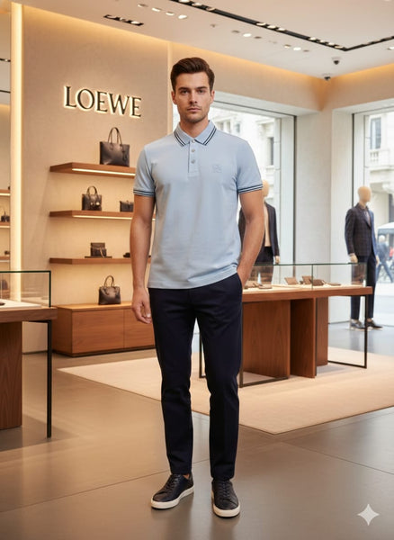 Men’s Premium Sky Blue Polo T-Shirt Classic Collar Elegant Casual Wear