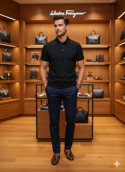 Premium Black Polo T-Shirt  Timeless Luxury & Sharp Style
