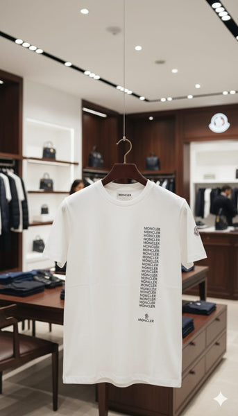 Premium Brand  White  T-Shirt with Vertical Logo Print