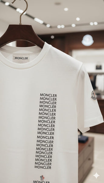 Premium Brand  White  T-Shirt with Vertical Logo Print