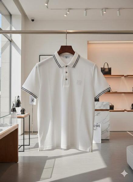 Branded  White Classic Polo T-Shirt with Contrast Tipping for Men