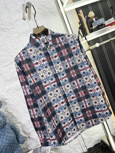 Premium Men’s Stylish Floral Checkered Casual Shirt