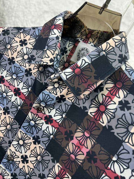 Premium Men’s Stylish Floral Checkered Casual Shirt