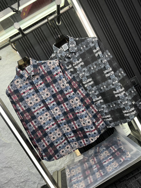 Premium Men’s Stylish Floral Checkered Casual Shirt