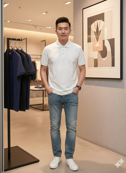 Men’s Premium White Polo T-Shirt Classic Smart Casual Style