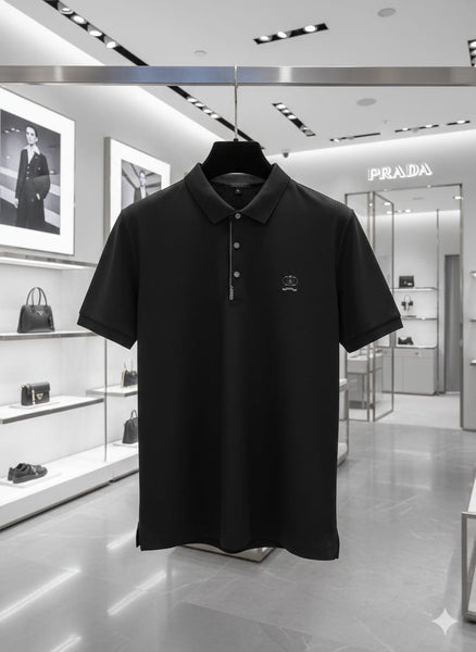 Men’s Luxury Black Polo T-Shirt Premium Rib Texture with Designer Finish