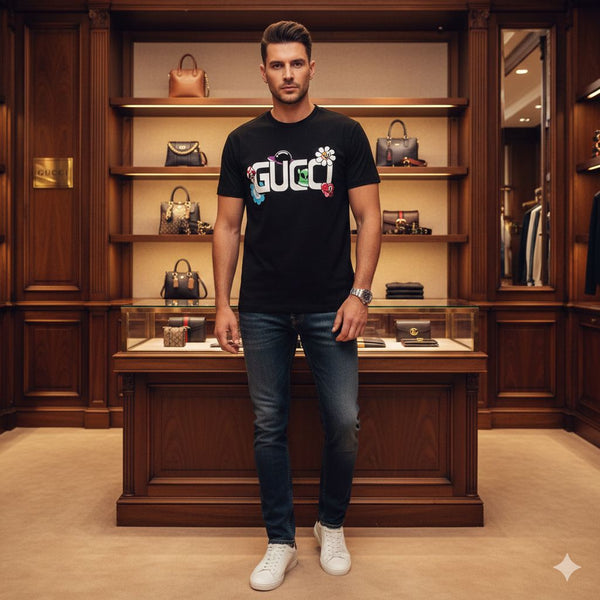 Exclusive Premium  Brand  Black Graphic Logo T-Shirt for Men