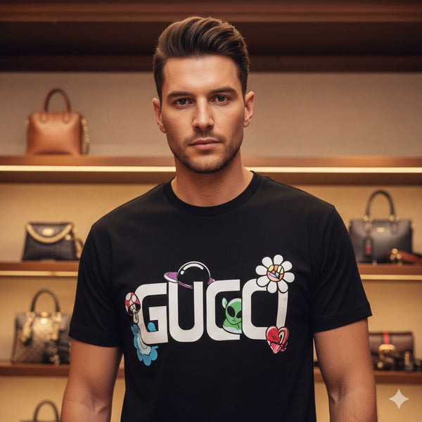 Exclusive Premium  Brand  Black Graphic Logo T-Shirt for Men