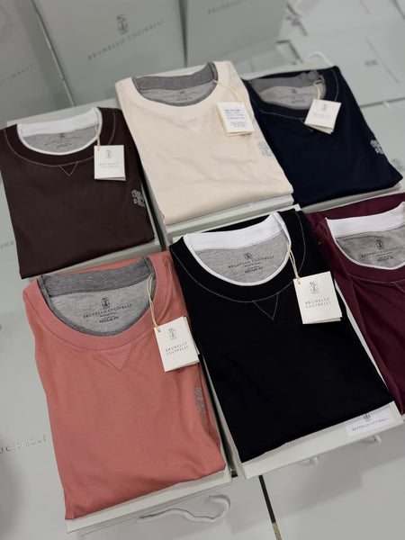 Men’s Premium Contrast Crew Neck T-Shirt Casual Wear with Minimal Logo