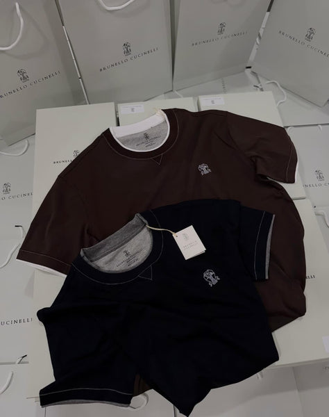 Men’s Premium Contrast Crew Neck T-Shirt Casual Wear with Minimal Logo