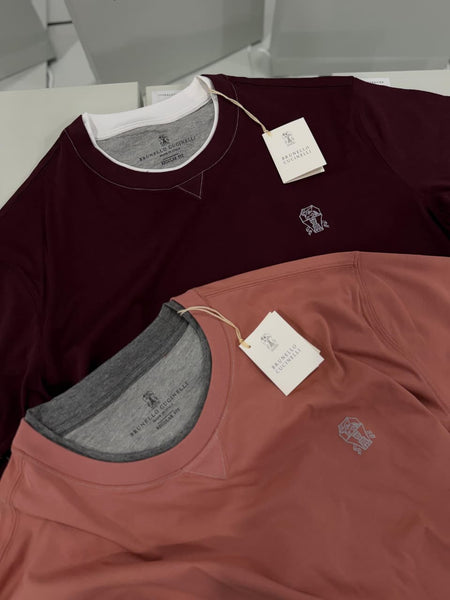 Men’s Premium Contrast Crew Neck T-Shirt Casual Wear with Minimal Logo
