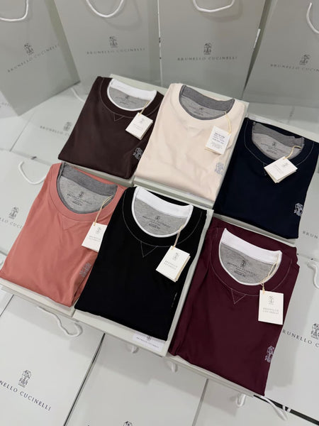 Men’s Premium Contrast Crew Neck T-Shirt Casual Wear with Minimal Logo