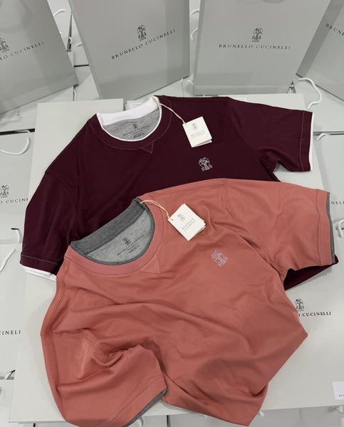 Men’s Premium Contrast Crew Neck T-Shirt Casual Wear with Minimal Logo