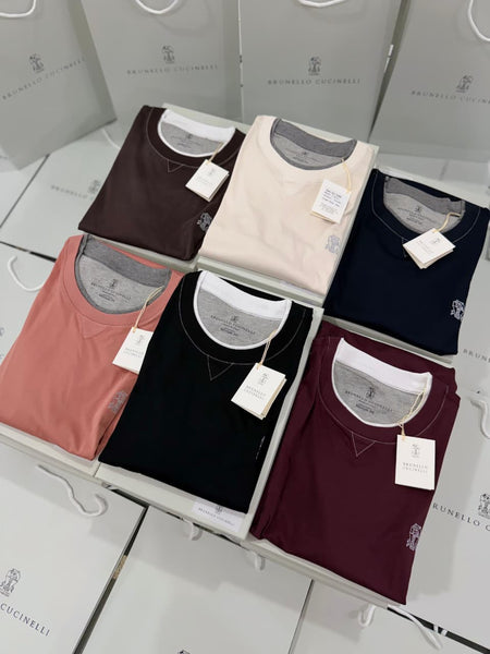 Men’s Premium Contrast Crew Neck T-Shirt Casual Wear with Minimal Logo