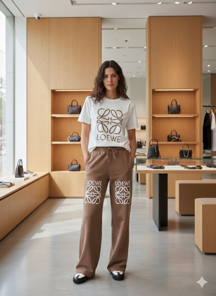 Women’s Luxury Logo T-Shirt & Track Pants Co-Ord Set  Premium Casual Wear