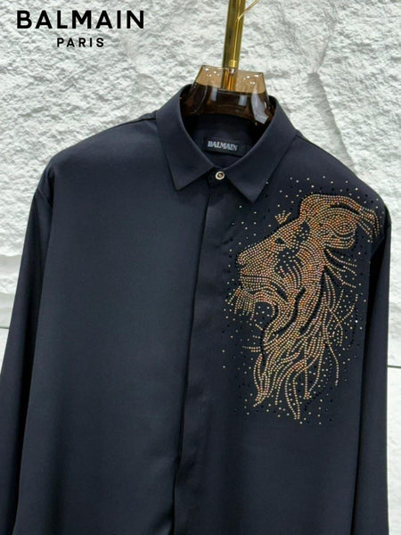 Luxury Lion Studded Designer Shirt  Premium Party Wear Collection