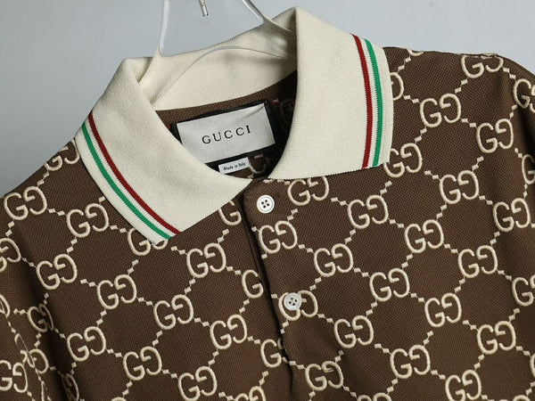 Men’s Luxury Brown Monogram Polo T-Shirt