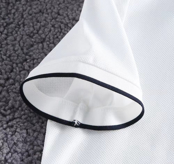 Luxury Classic Polo Shirt with Black Trim Elegant Minimal Style