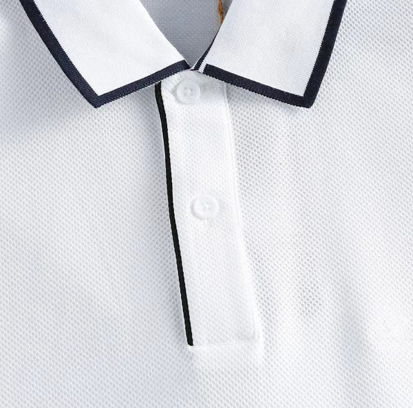 Luxury Classic Polo Shirt with Black Trim Elegant Minimal Style