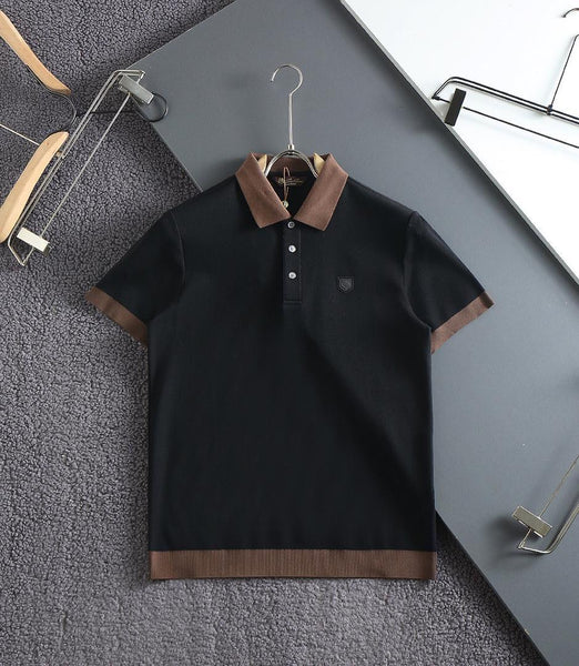Premium Polo Shirt with Brown Contrast Collar Smart Casual Style