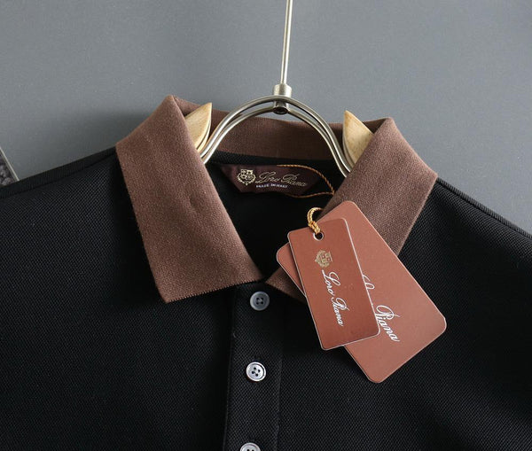 Premium Polo Shirt with Brown Contrast Collar Smart Casual Style
